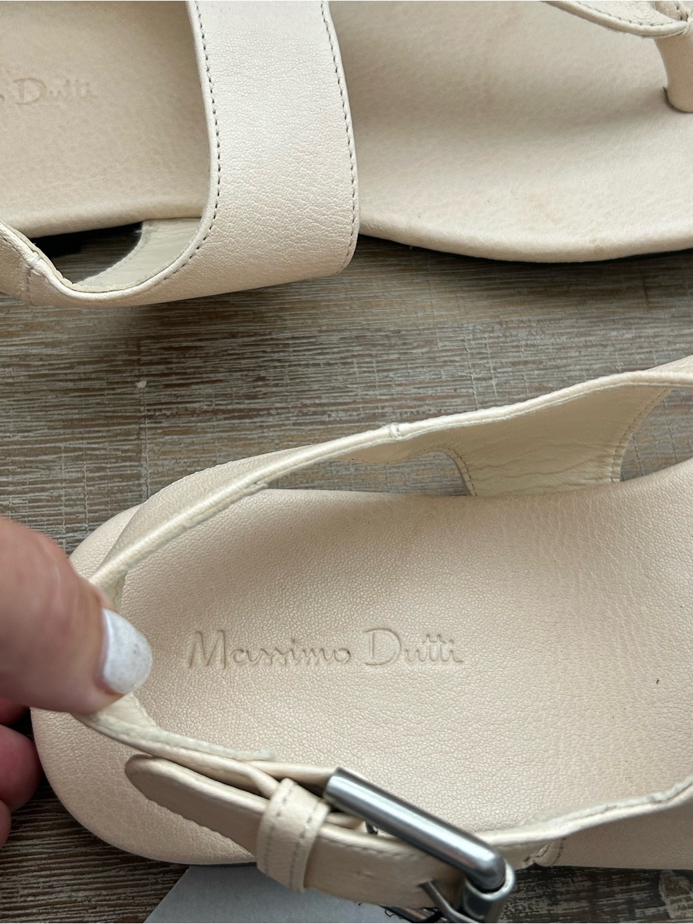 Massimo Dutti Cream Leather Sandals Size 38 or 7.5 - Picture 5 of 10